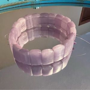 Pink kunzite bracelet beaded bangle